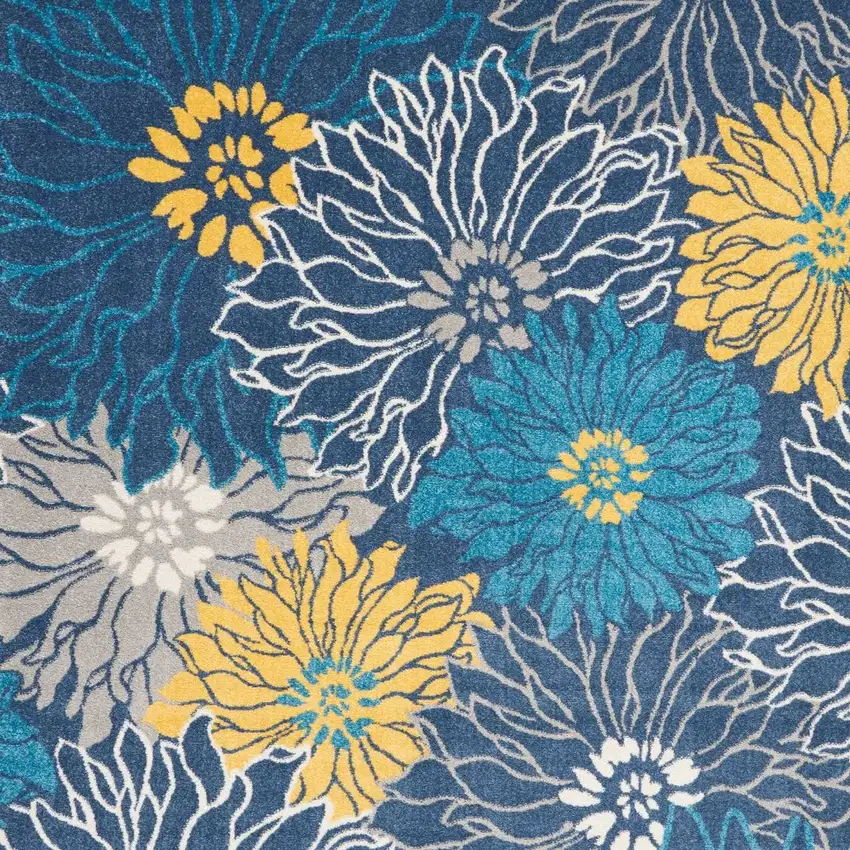 Blue And Gold Floral Area Rug Photo 5