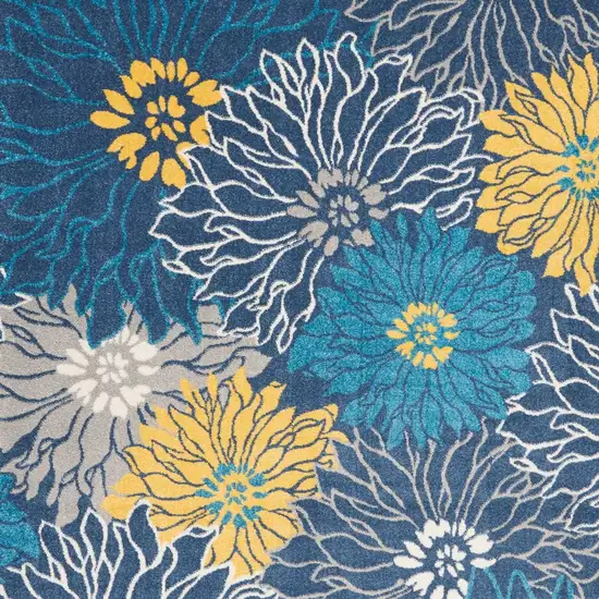 Blue And Gold Floral Area Rug Photo 5