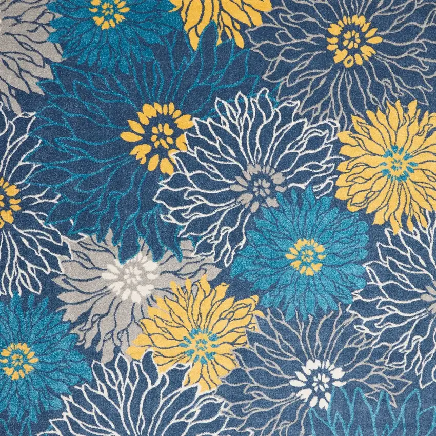 Blue And Gold Floral Area Rug Photo 6