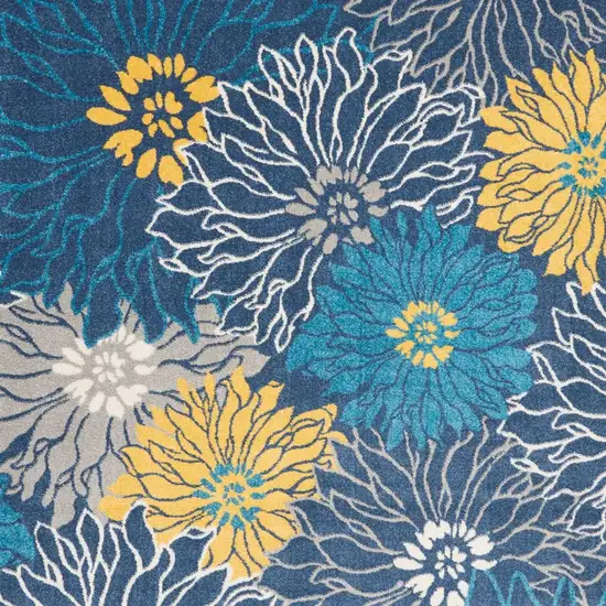 Blue And Gold Floral Area Rug Photo 4