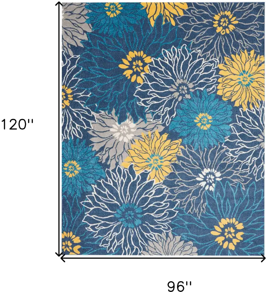 Blue And Gold Floral Area Rug Photo 9