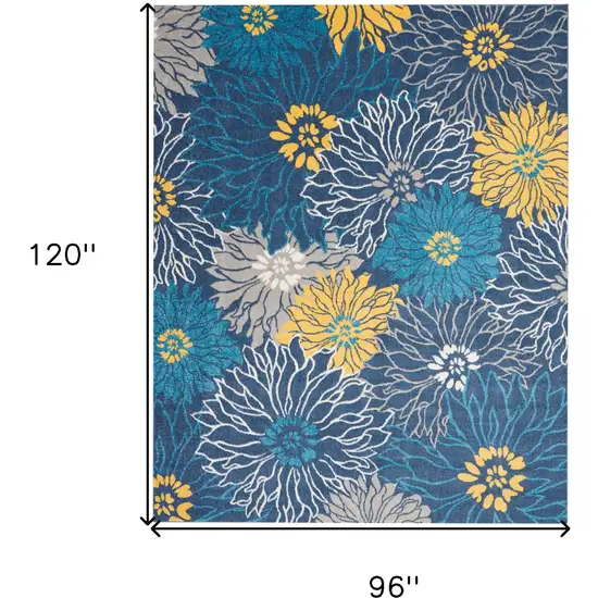Blue And Gold Floral Area Rug Photo 9