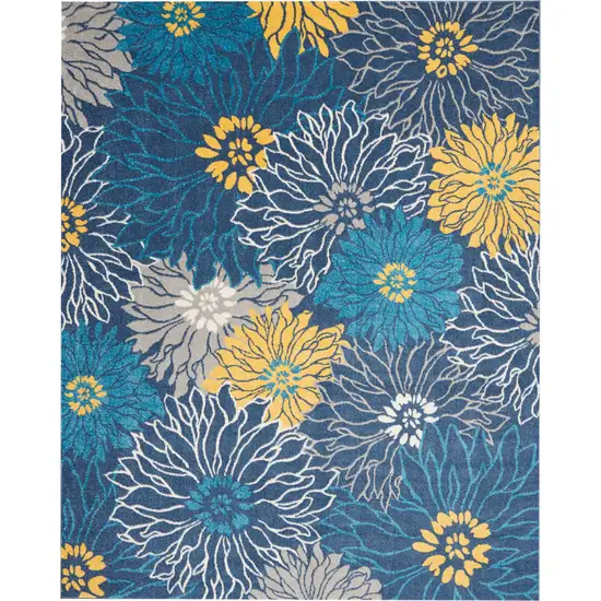 Blue And Gold Floral Area Rug Photo 4