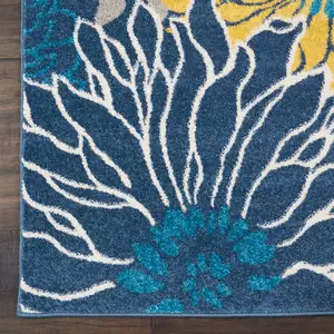 Photo of Blue Tropical Flower Runner Rug