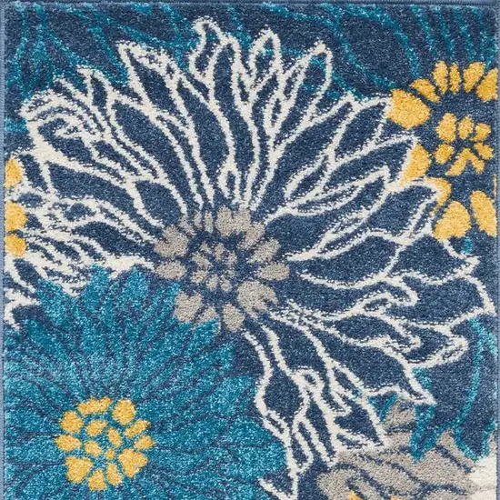 Blue And Gold Floral Area Rug Photo 6