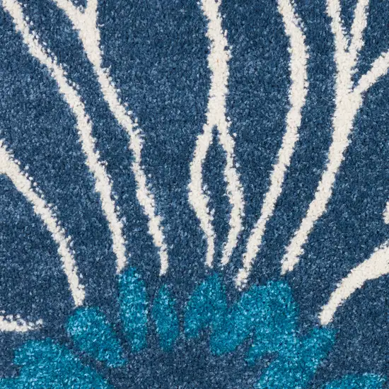 Blue And Gold Floral Area Rug Photo 4