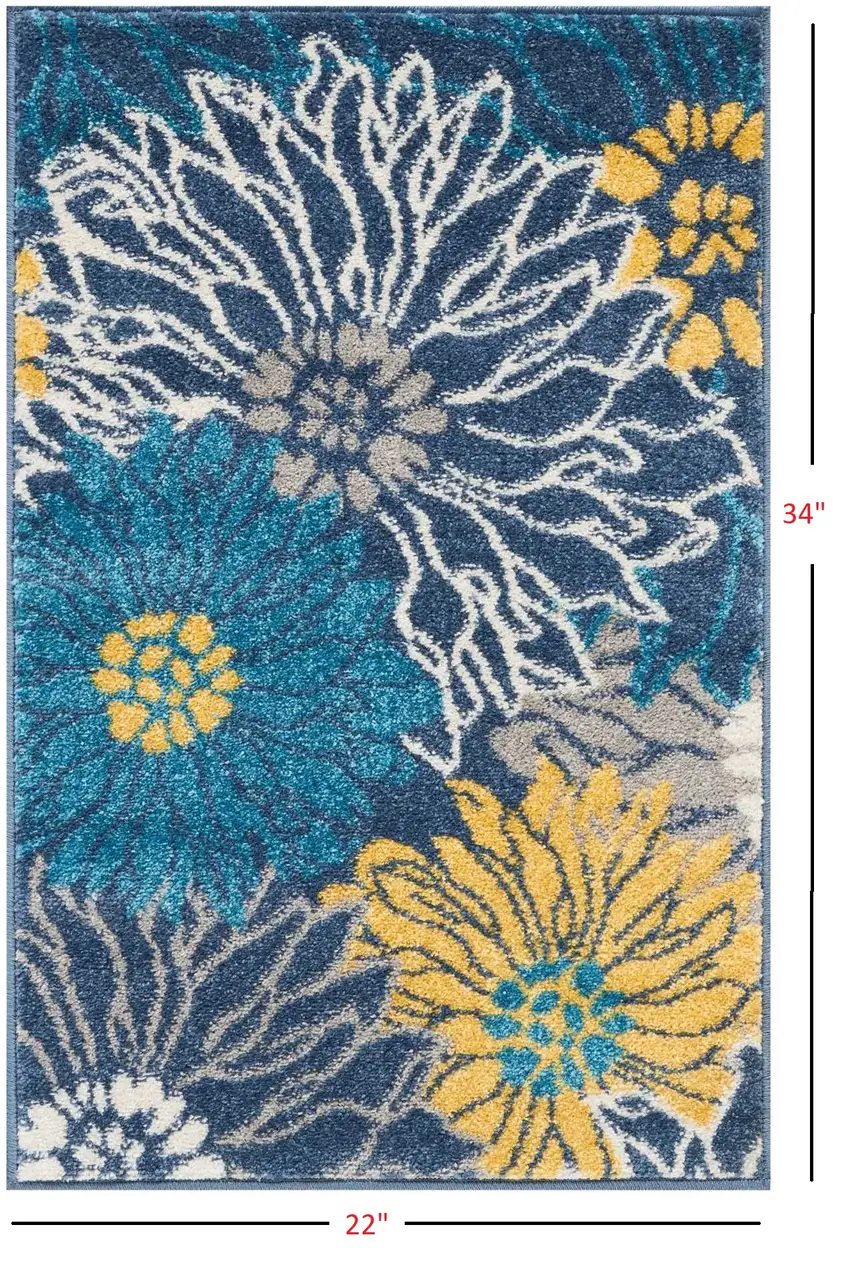 Blue Tropical Flower Scatter Rug Photo 4