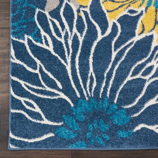 Blue And Gold Floral Area Rug Photo 9