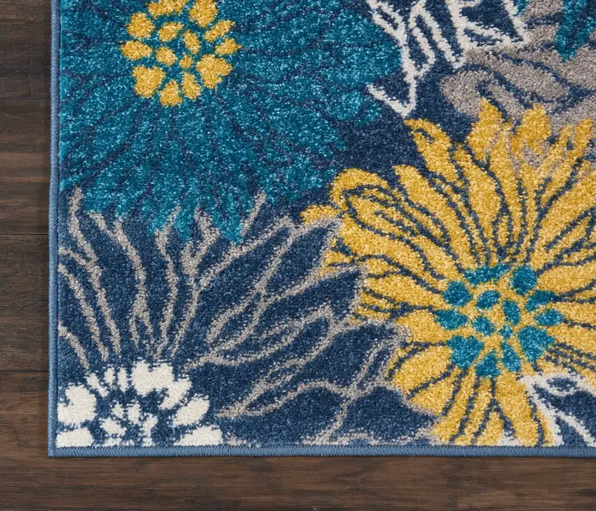Blue Tropical Flower Scatter Rug Photo 2
