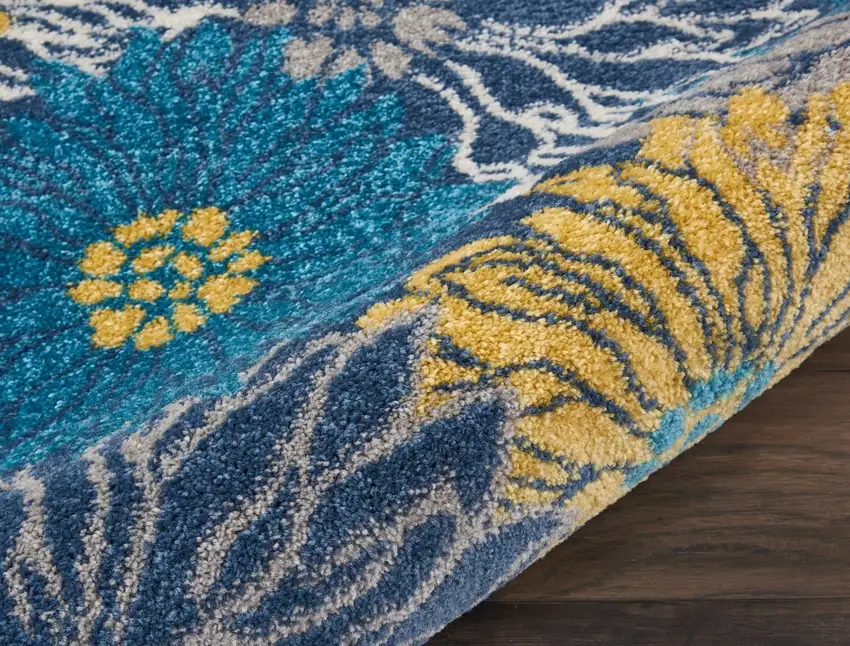 Blue Tropical Flower Scatter Rug Photo 3