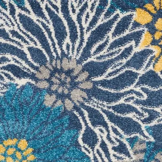 Blue And Gold Floral Area Rug Photo 7