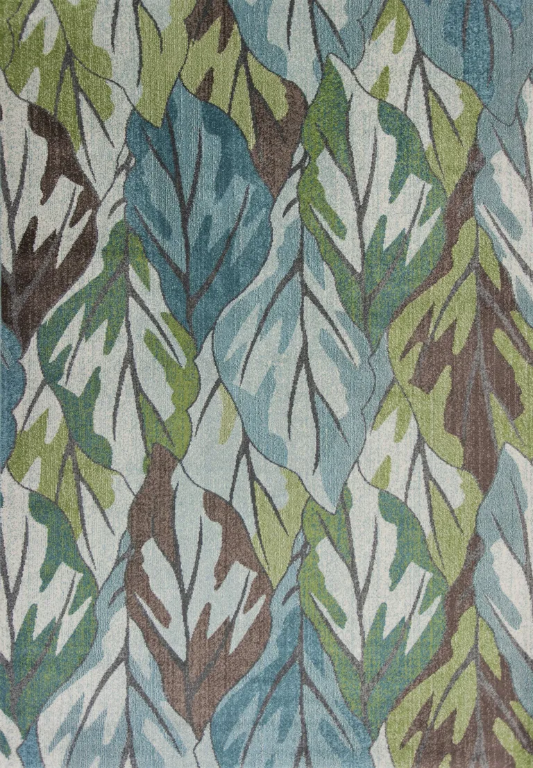 Blue Tropical Leaves Indoor Area Rug Photo 2