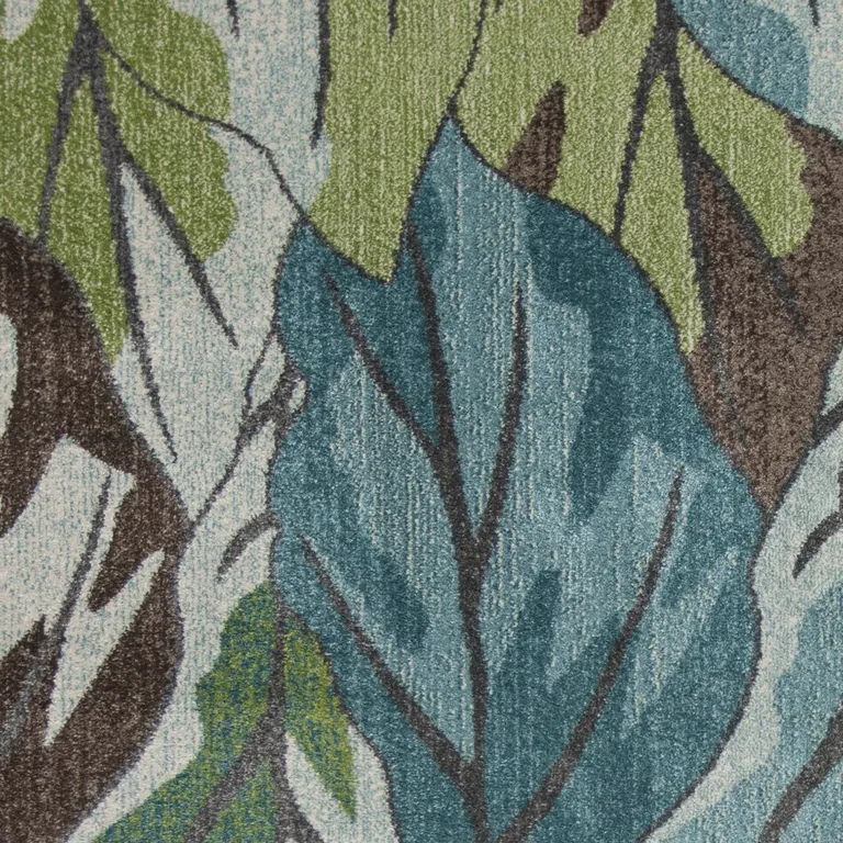 Blue Tropical Leaves Indoor Area Rug Photo 1