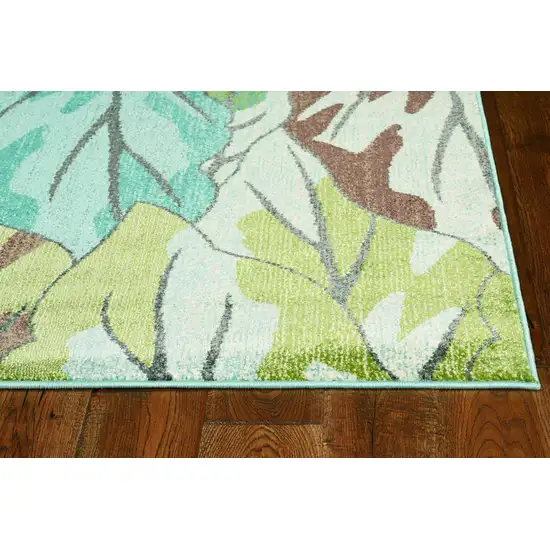 Blue Tropical Leaves Indoor Area Rug Photo 3