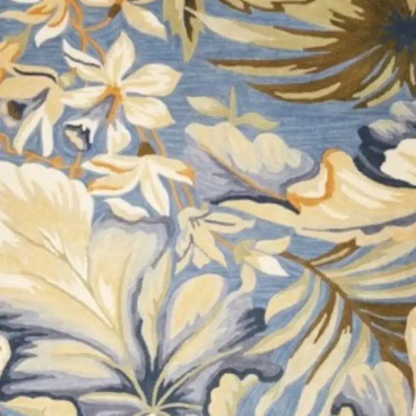 Blue Beige And Green Wool Tropical Botanical Hand Tufted Area Rug Photo 4