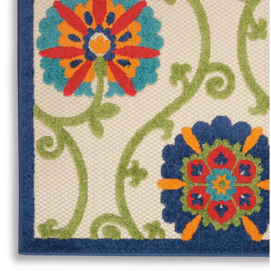 Ivory And Blue Indoor Outdoor Area Rug Photo 1