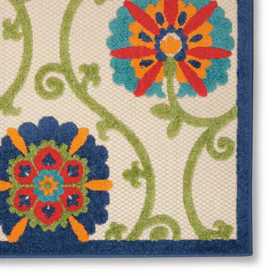 Ivory And Blue Indoor Outdoor Area Rug Photo 4