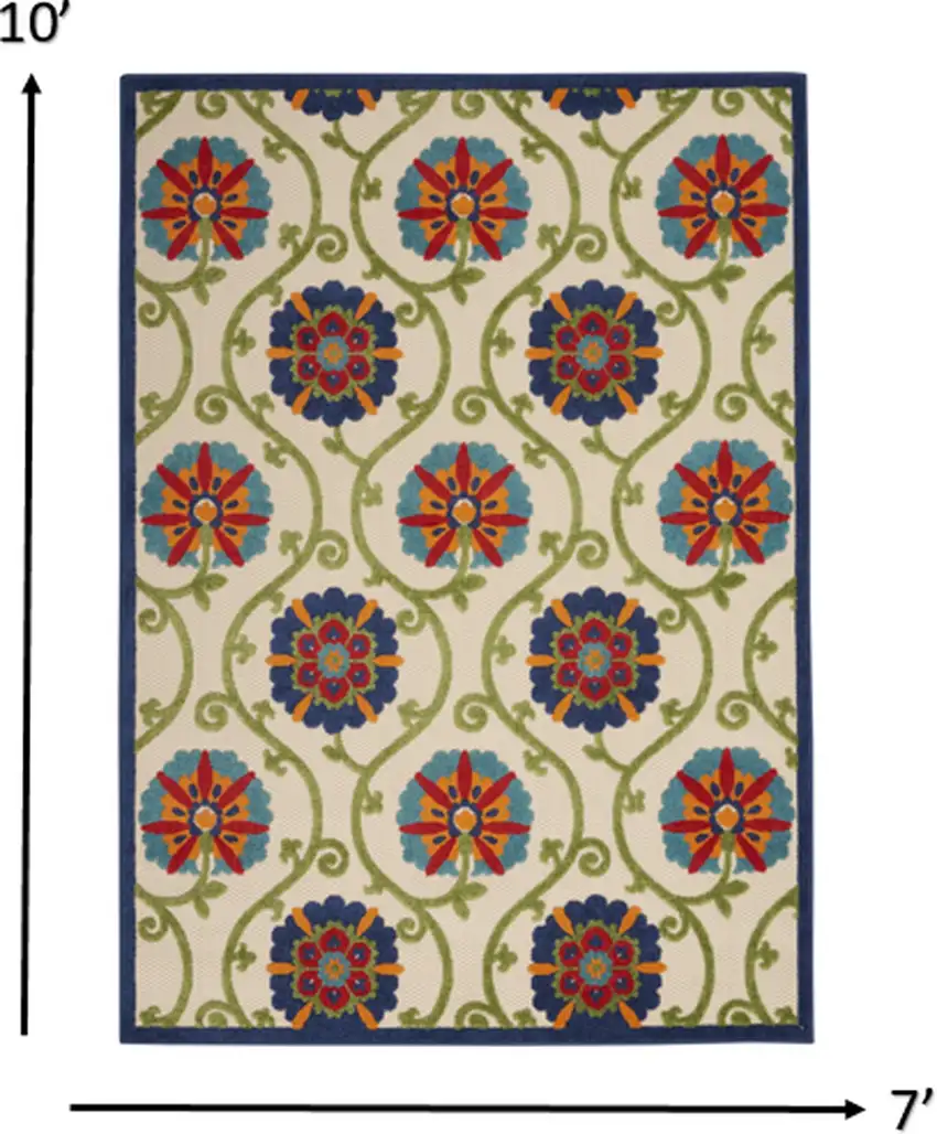Blue Vines Indoor Outdoor Area Rug Photo 2