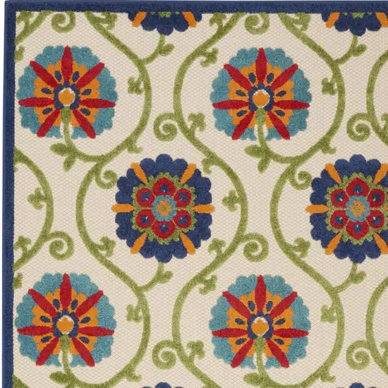 Ivory And Blue Indoor Outdoor Area Rug Photo 9