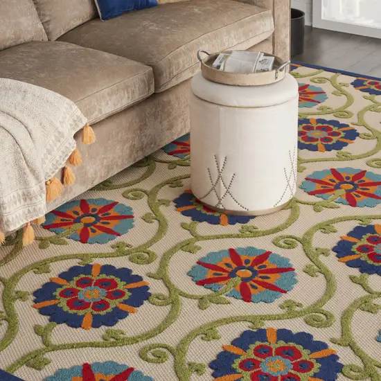 Ivory And Blue Indoor Outdoor Area Rug Photo 6