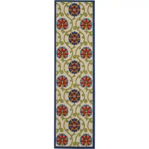 Photo of Blue Vines Indoor Outdoor Runner Rug