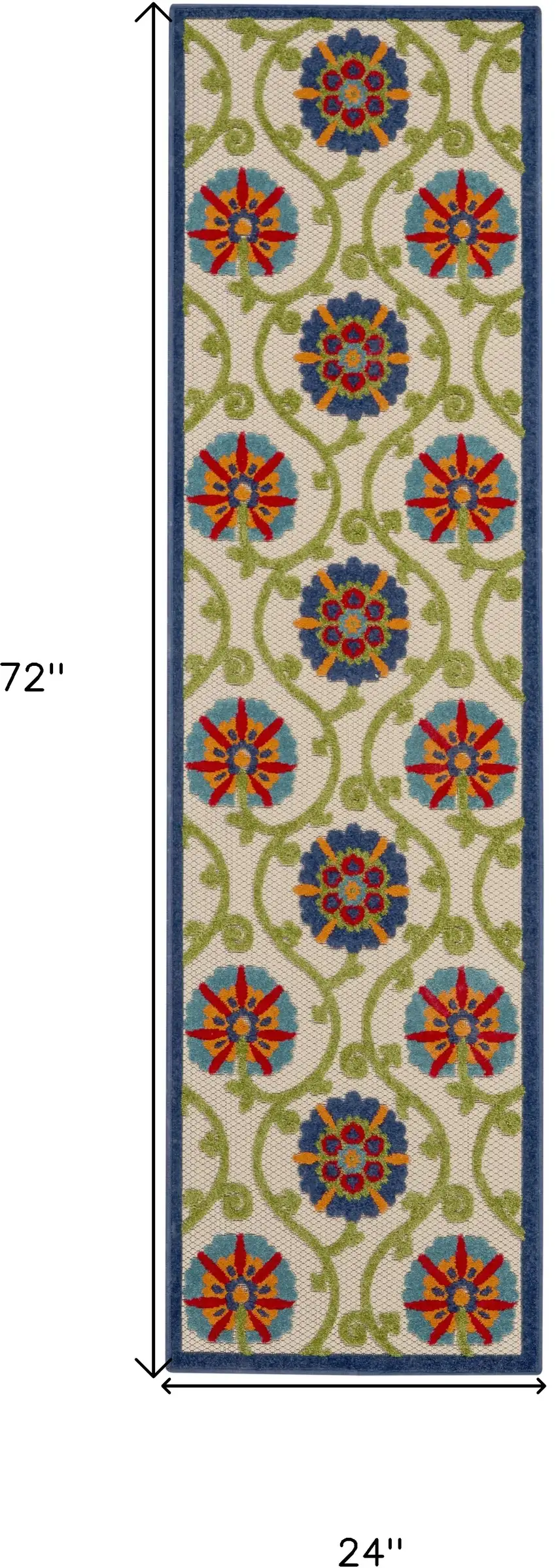 Ivory And Blue Floral Indoor Outdoor Area Rug Photo 9