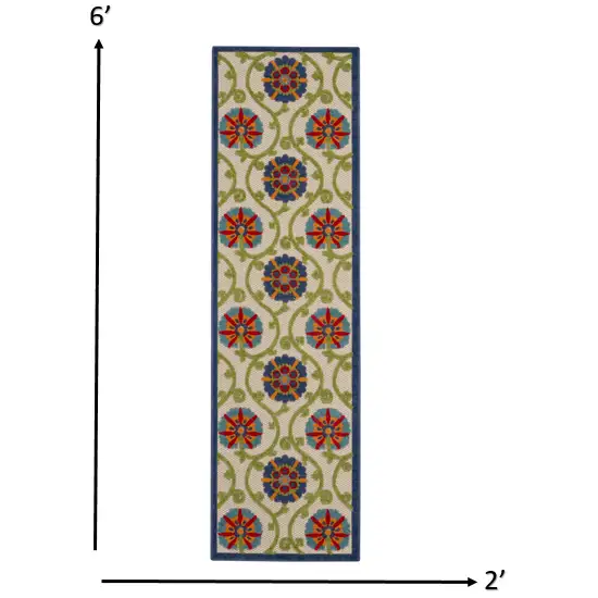 Blue Vines Indoor Outdoor Runner Rug Photo 2