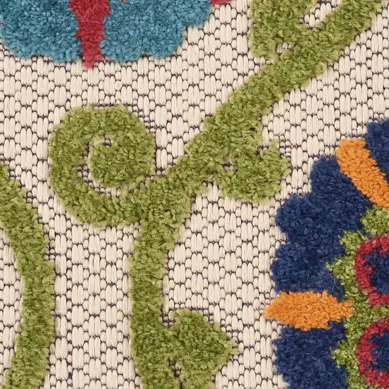 8' Ivory And Blue Indoor Outdoor Area Rug Photo 9