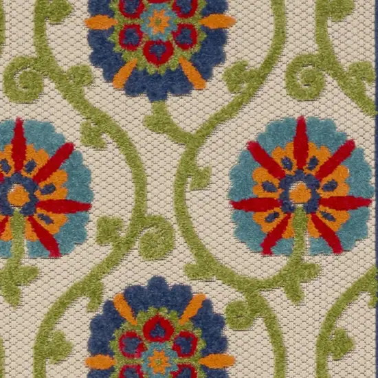 8' Ivory And Blue Indoor Outdoor Area Rug Photo 3