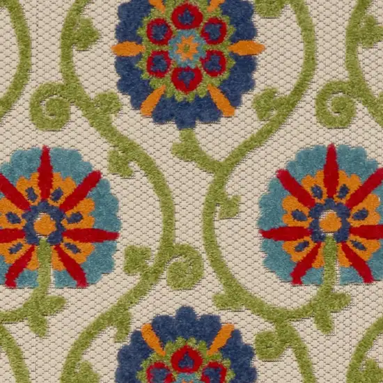 10' Ivory And Blue Indoor Outdoor Area Rug Photo 3