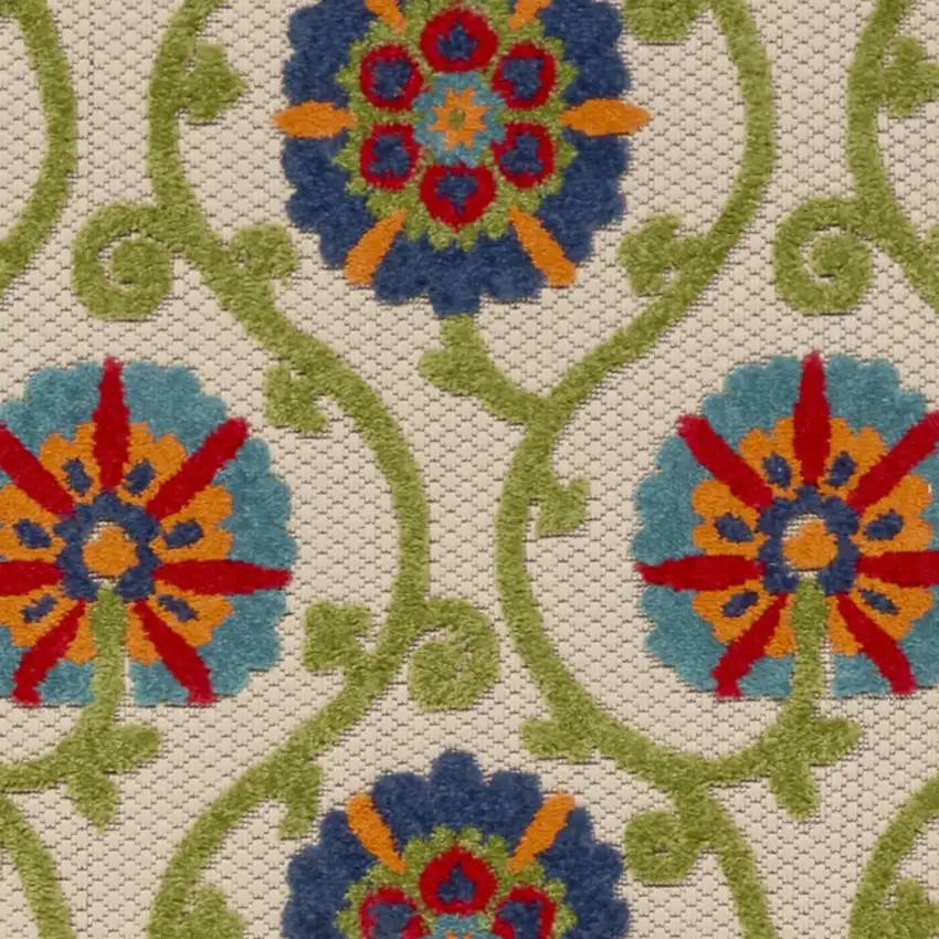 10' Ivory And Blue Indoor Outdoor Area Rug Photo 3