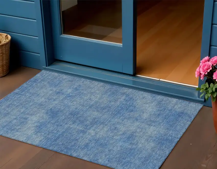 Blue Washable Indoor Outdoor Area Rug Photo 1