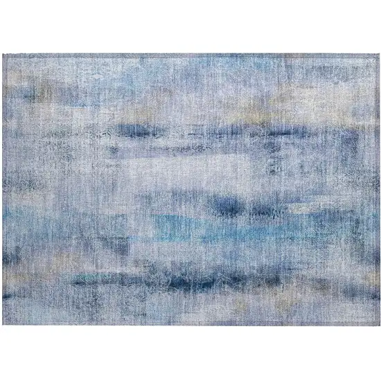 Blue Washable Non Skid Indoor Outdoor Area Rug Photo 2