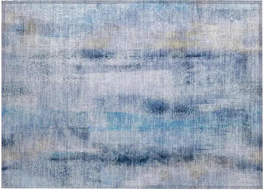 Blue Washable Non Skid Indoor Outdoor Area Rug Photo 2