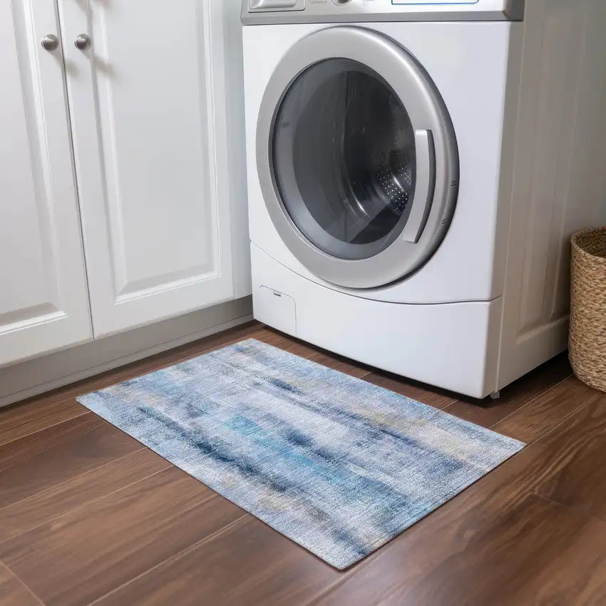 Blue Washable Non Skid Indoor Outdoor Area Rug Photo 8