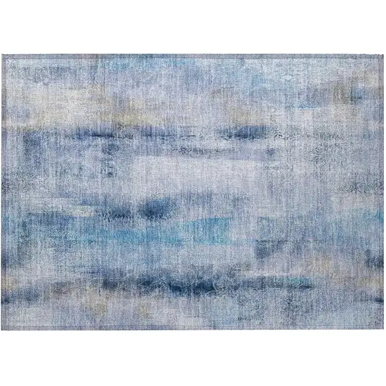 Blue Washable Non Skid Indoor Outdoor Area Rug Photo 4