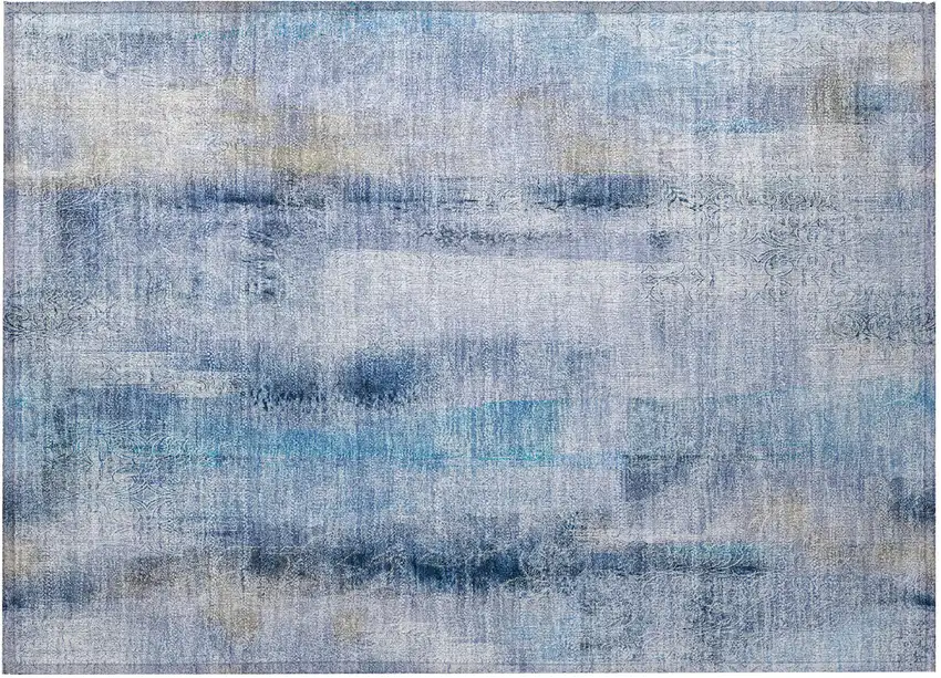 Blue Washable Non Skid Indoor Outdoor Area Rug Photo 4