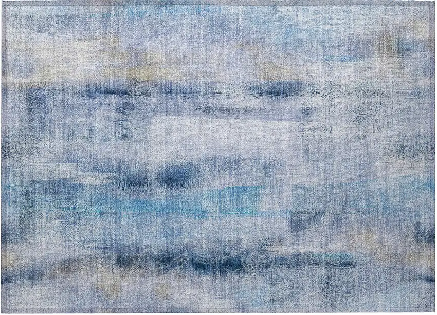Blue Washable Non Skid Indoor Outdoor Area Rug Photo 4