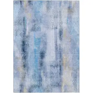 Photo of Blue Washable Non Skid Indoor Outdoor Area Rug