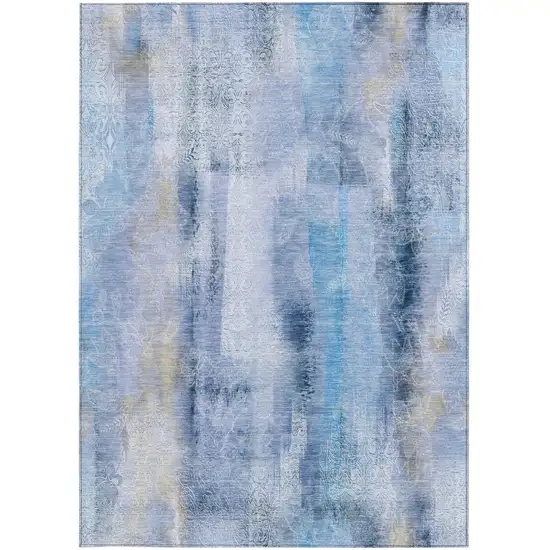 Blue Washable Non Skid Indoor Outdoor Area Rug Photo 5