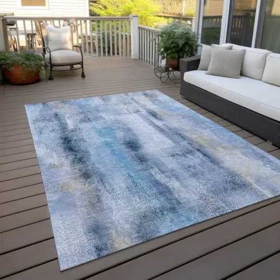 Blue Washable Non Skid Indoor Outdoor Area Rug Photo 9