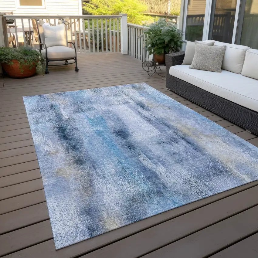 Blue Washable Non Skid Indoor Outdoor Area Rug Photo 9