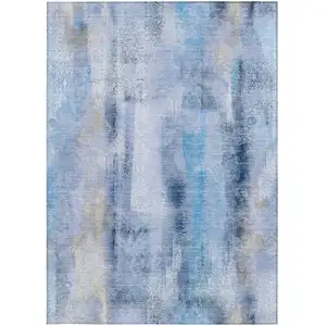 Photo of Blue Washable Non Skid Indoor Outdoor Area Rug