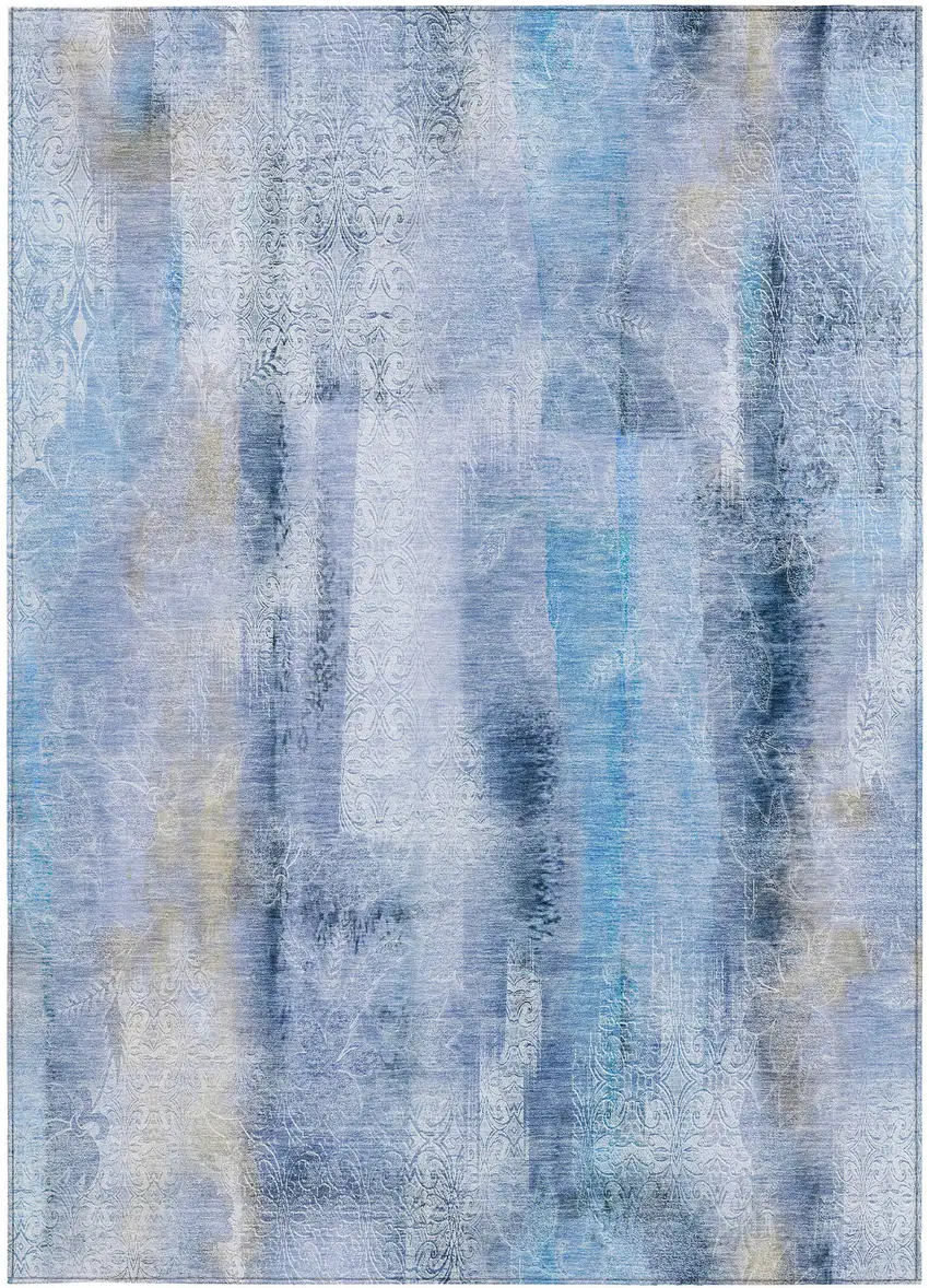 Blue Washable Non Skid Indoor Outdoor Area Rug Photo 5