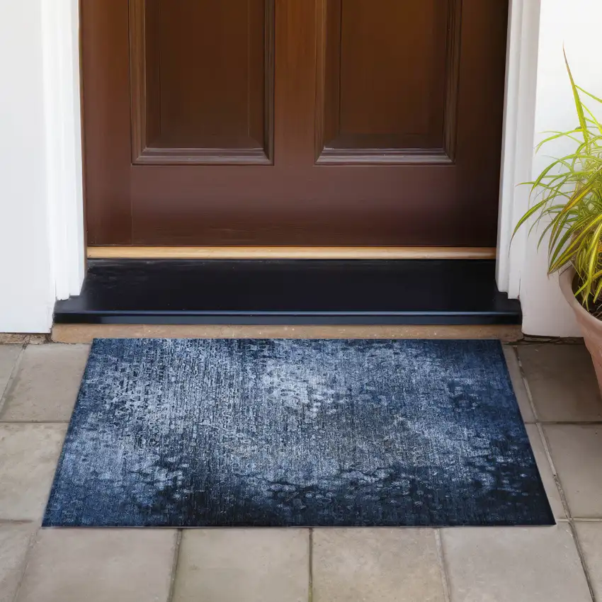 Blue Washable Non Skid Indoor Outdoor Area Rug Photo 8