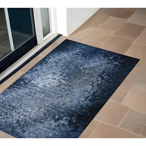 Photo of Blue Washable Non Skid Indoor Outdoor Area Rug