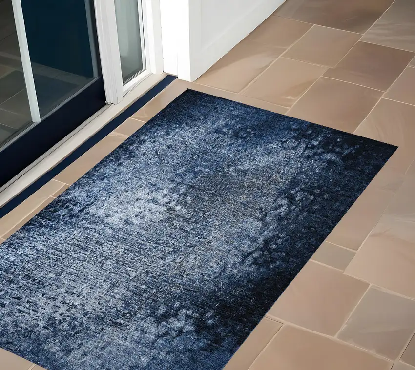 Blue Washable Non Skid Indoor Outdoor Area Rug Photo 1