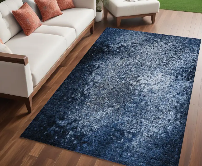 Blue Washable Non Skid Indoor Outdoor Area Rug Photo 1