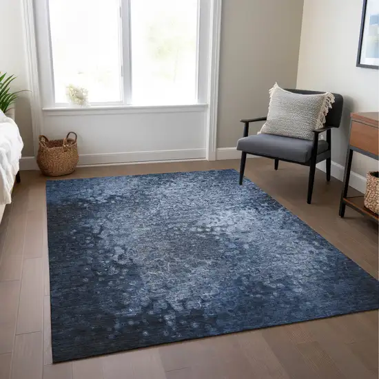 Blue Washable Non Skid Indoor Outdoor Area Rug Photo 9