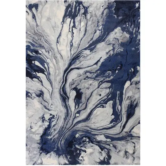 Blue Gray And Ivory Abstract Area Rug Photo 9